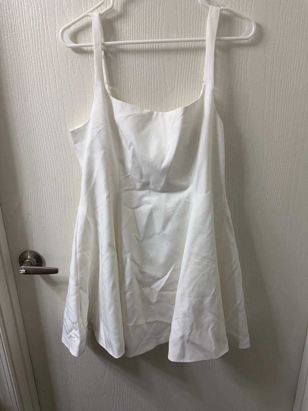ZTMZA White A-Line Square Neck Mini Dress with Adjustable Straps